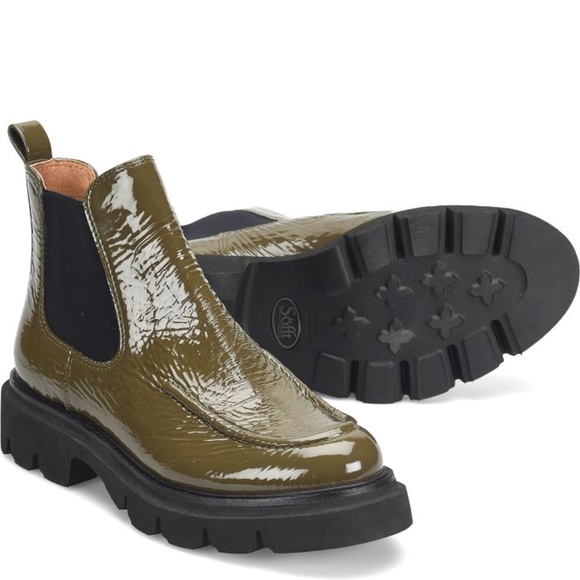 Söfft Samira Waterproof Patent Leather Chelsea Boots Taupe | Size 6 or 7.5 | NWT - Picture 2 of 10